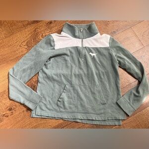 PINK by Victoria’s Secret half 1/2 zip pullover green/gray white black Sz small